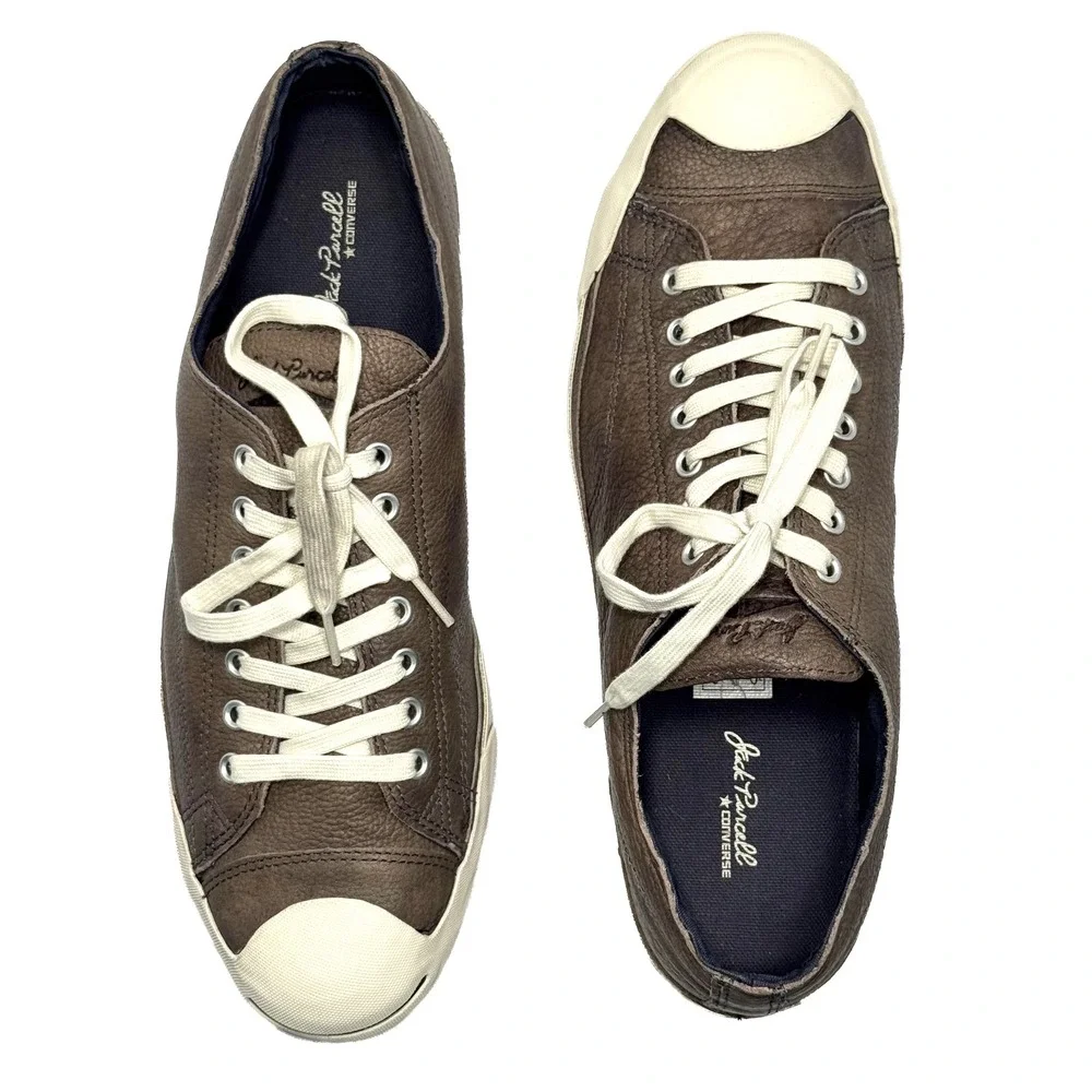 Converse Jack Purcell LP Leather Sneakers Mens 12 Gray Brown Low Top Classic